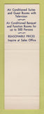 Matchbook Cover - The Vendome Hotel Back Bay Boston MA SAMPLE