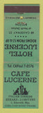 Matchbook Cover - Hotel Lucerne Boston MA Cafe Lucerne WEAR