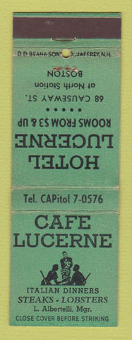 Matchbook Cover - Hotel Lucerne Boston MA Cafe Lucerne WEAR