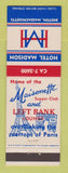 Matchbook Cover - Hotel Madison Boston MA Eiffel Tower