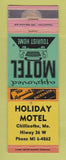 Matchbook Cover - Holiday Motel Chillicothe MO WEAR