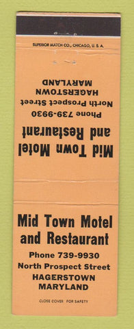 Matchbook Cover - Mid Town Motel Restaurant Hagerstown MD