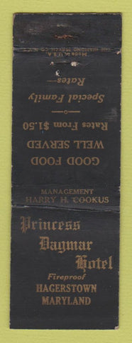 Matchbook Cover - Princess Dagmar Hotel Hagerstown MD WEAR