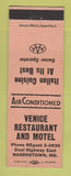 Matchbook Cover - Venice Restaurant and Motel Hagerstown MD PEACH