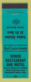 Matchbook Cover - Venice Restaurant and Motel Hagerstown MD TEAL