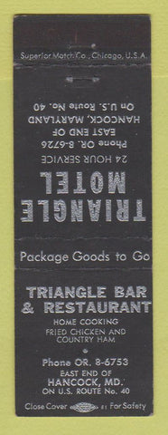 Matchbook Cover - Triangle Bar Restaurant Hancock MD
