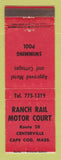 Matchbook Cover - Ranch Rail Motor Court Centerville MA Cape Cod