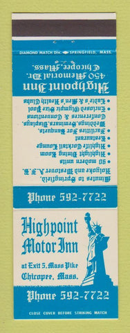 Matchbook Cover - Highpoint Motor Inn Chicopee MA