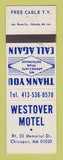 Matchbook Cover - Westover Motel Chicopee MA