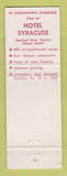 Matchbook Cover - Hotel Syracuse NY