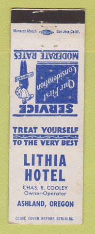Matchbook Cover - Lithia Hotel Ashland OR
