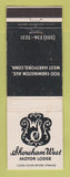 Matchbook Cover - Shoreham West Motor Lodge West Hartford CT