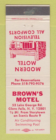 Matchbook Cover - Brown's Motel Glens Falls NY