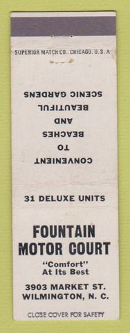 Matchbook Cover - Fountain Motor Court Wilmington NC WHITE
