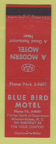 Matchbook Cover - Blue Bird Motel Winston Salem NC RED