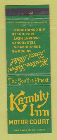 Matchbook Cover - Kemply Inn Motor Court Winston Salem NC