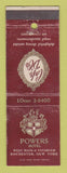 Matchbook Cover - Powers Hotel Rochester NY WEAR