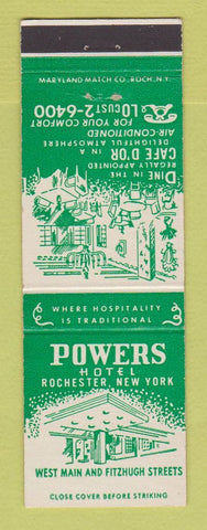 Matchbook Cover - Powers Hotel Rochester NY