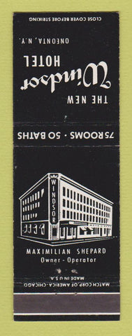 Matchbook Cover - Windsor Hotel Oneonta NY