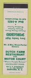 Matchbook Cover - Dutch Farm Restaurant Motel Sanford NC