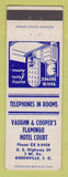 Matchbook Cover - Vaughn & Cooper's Flamingo Hotel Court Greenville SC