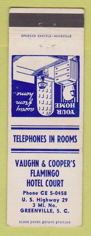 Matchbook Cover - Vaughn & Cooper's Flamingo Hotel Court Greenville SC