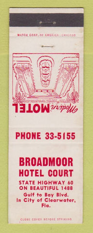 Matchbook Cover - Broadmoor Hotel Court Clearwater FL