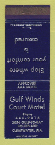 Matchbook Cover - Gulf Winds Court Motel Clearwater FL