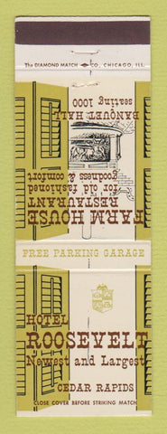 Matchbook Cover - Hotel Roosevelt Cedar Rapids IA