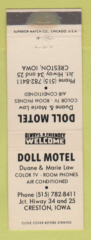 Matchbook Cover - Doll Motel Creston IA WEAR