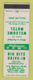 Matchbook Cover - Welcome Motel Big Bite Drive In Portland OR