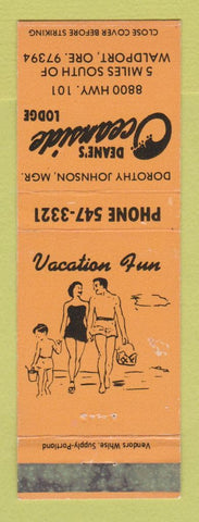 Matchbook Cover - Deane's Oceanside Lodge Waldport OR girlie ORANGE