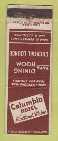 Matchbook Cover - Columbia Hotel Portland ME WEAR
