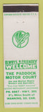 Matchbook Cover - Paddock Motor Court Manning SC