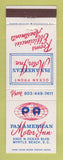Matchbook Cover - Pan American Motor Inn Myrtle Beach SC