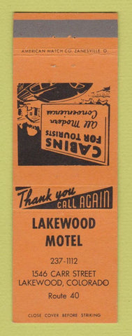 Matchbook Cover - Lakewood Hotel Colorado ORANGE