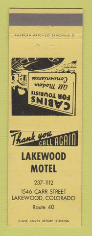 Matchbook Cover - Lakewood Hotel Colorado YELLOW