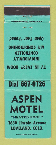 Matchbook Cover - Aspen Motel Loveland Colorado