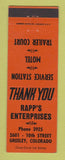 Matchbook Cover - Rapp's Motel oil gas Trailer Park Greeley Colorado ORANGE