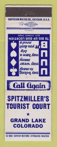 Matchbook Cover - Spitzmiller's Tourist Court Motel Grand Lake Colorado