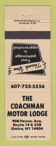 Matchbook Cover - Coachman Motor Lodge Elmira NY