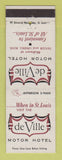 Matchbook Cover - De Ville Motor Hotel St Louis MO WEAR