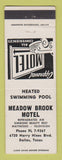 Matchbook Cover - Meadow Brook Motel Dallas TX