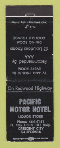Matchbook Cover - Pacific Motor Hotel Crescent City CA WEAR