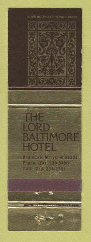 Matchbook Cover - Lord Baltimore Hotel Baltimore MD