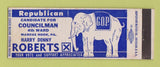 Matchbook Cover - Harry Denny Roberts Councilman Election Marcus Hook PA
