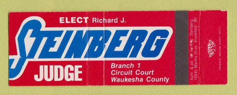 Matchbook Cover - Richard Steinberg Judge Election Waukesha County WI
