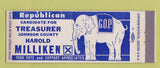 Matchbook Cover - Harold Milliken Treasurer Election Johnson County
