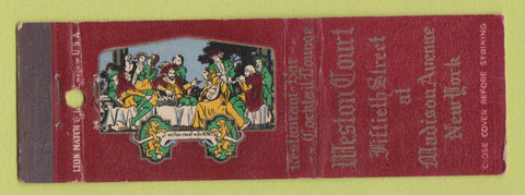 Matchbook Cover - Weston Court New York City restaurant WEAR