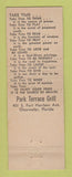 Matchbook Cover - Park Terrace Grill Clearwater FL